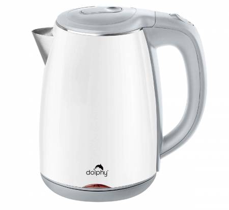 White 1.2 litre electric kettle with silver handle 