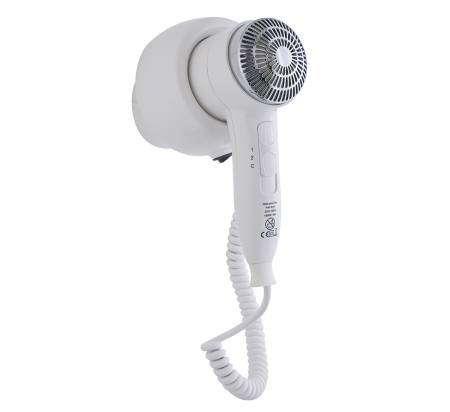 1600 W White Plastic Wall Mounted Hair Dryer 