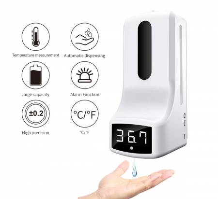 2 in 1 thermometer & sanitizer dispenser at best price
